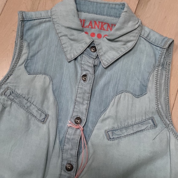 Blank NYC girls sleeves soft tencel denim button Ranch dressing down shirt - Picture 3 of 9